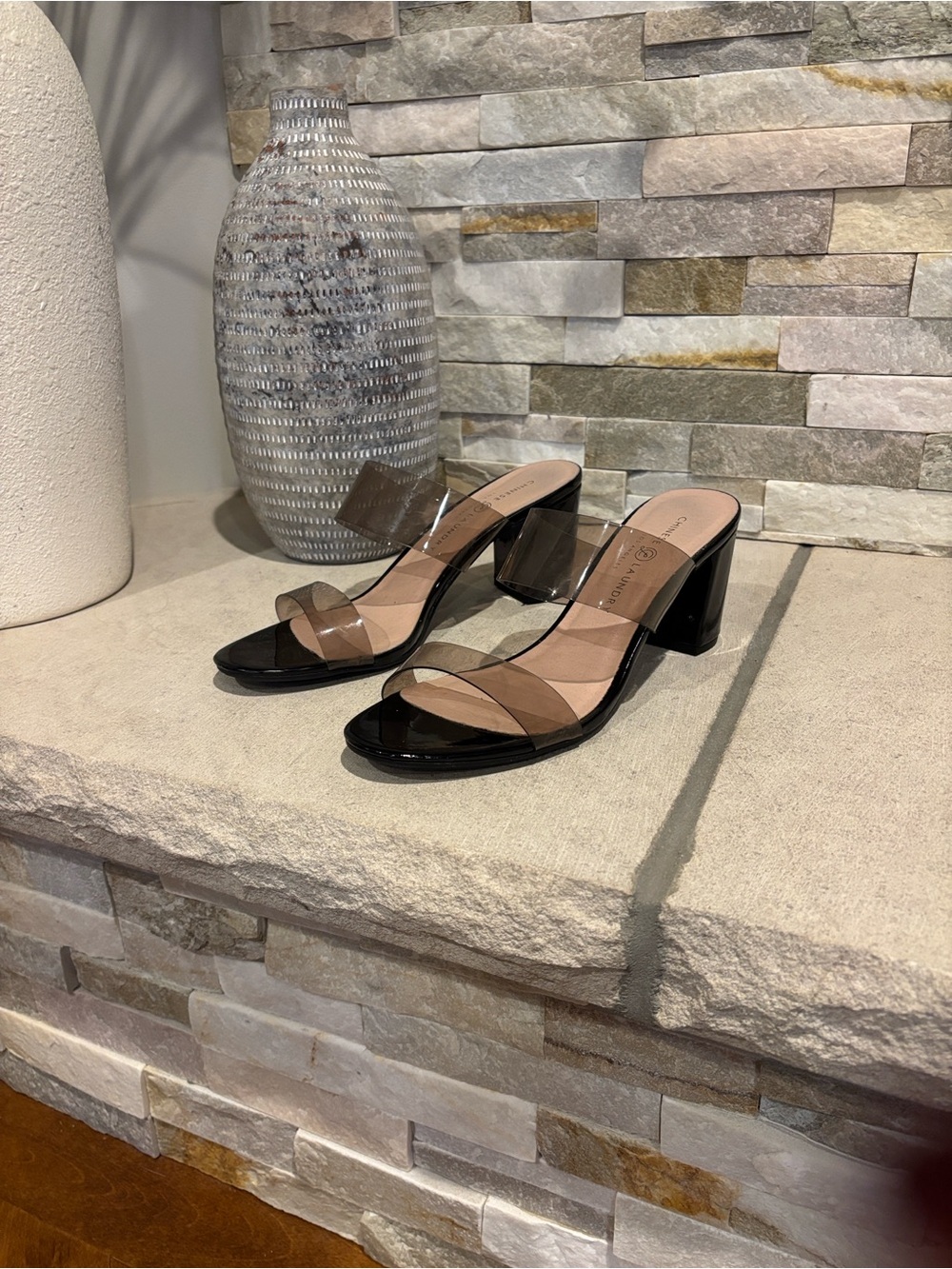 Chinese Laundry Clear Chunky Heel Slide Sandals - Picture 2 of 12